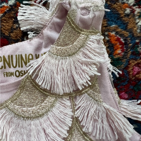 Worn *once* GORGEOUS unique light pink and gold fringe detail dress - Picture 6 of 8